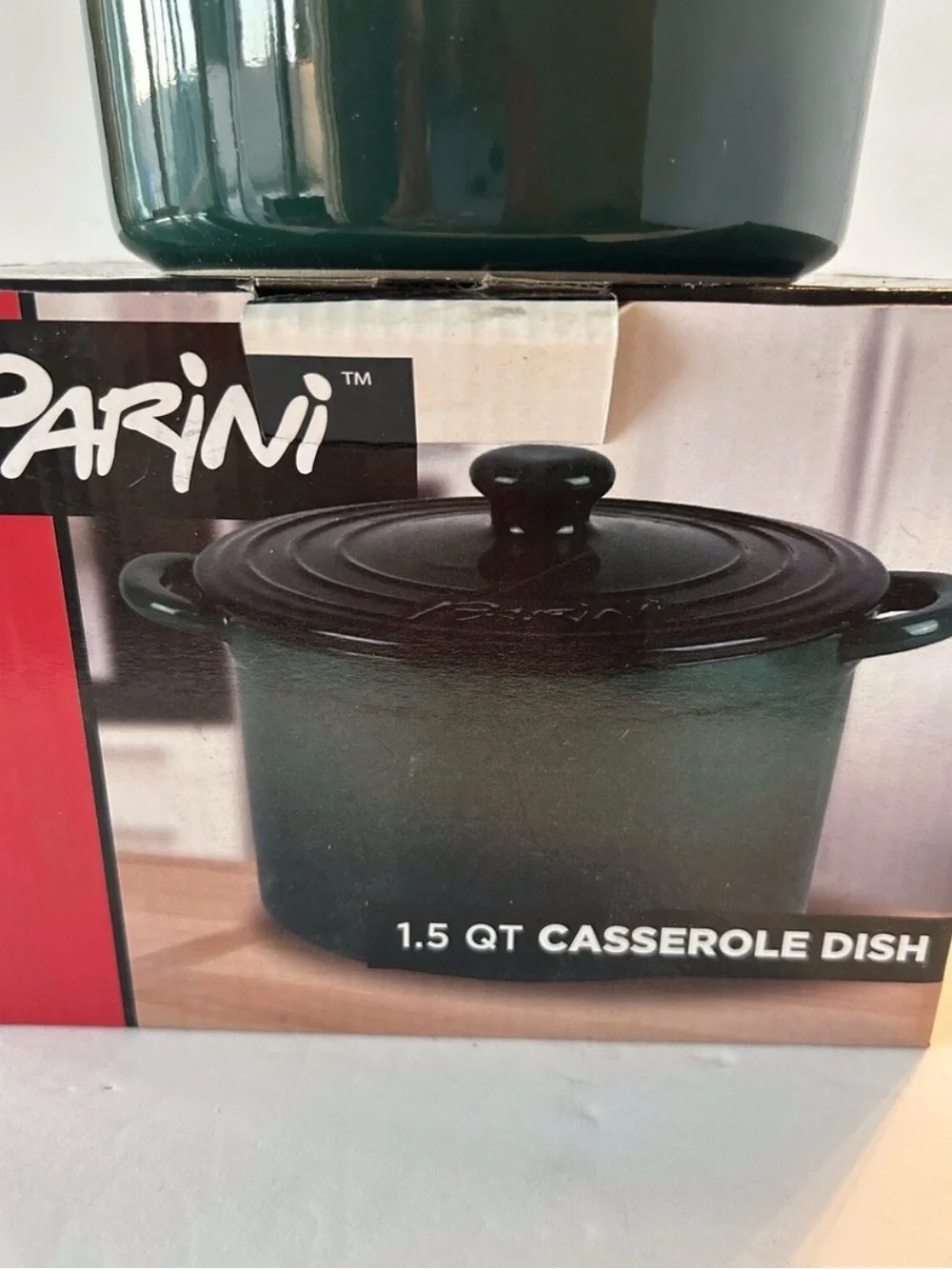 Sparini 1.5 QT Dark Green Casserole Dish with Lid